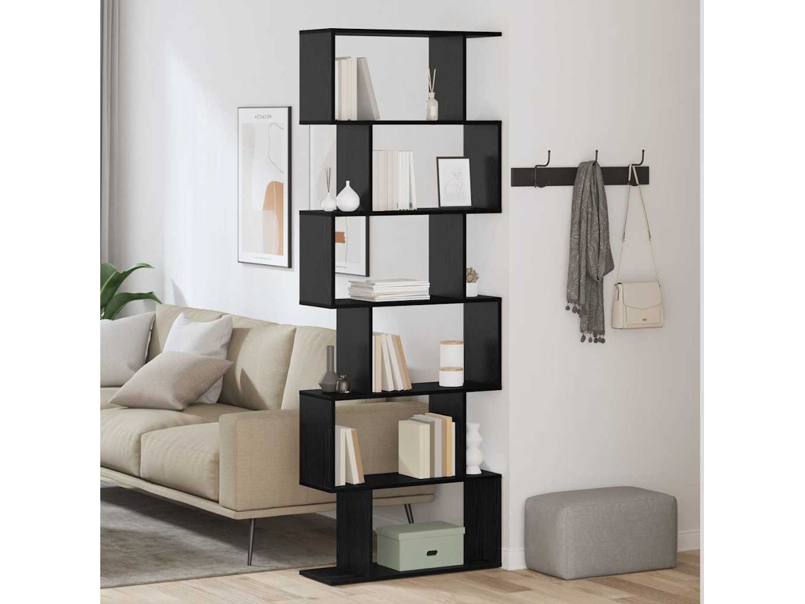 Vidaxl Gabinete De Livros Carvalho Preto 70 X 24 X 193,5 Cm