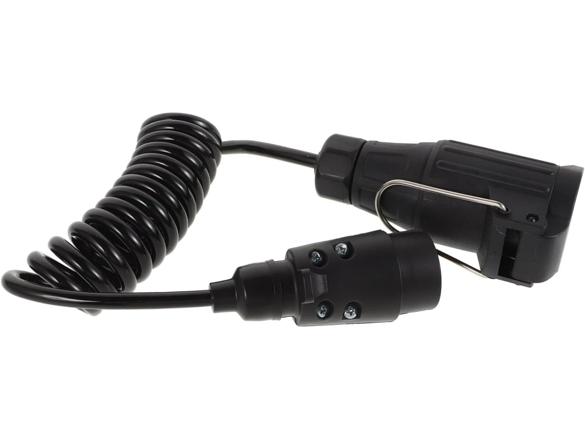 Chicote De Fiação Para Reboque De 7 Pinos Com Plugue De 13 Mm, Cabo Espiralado De Plástico Preto