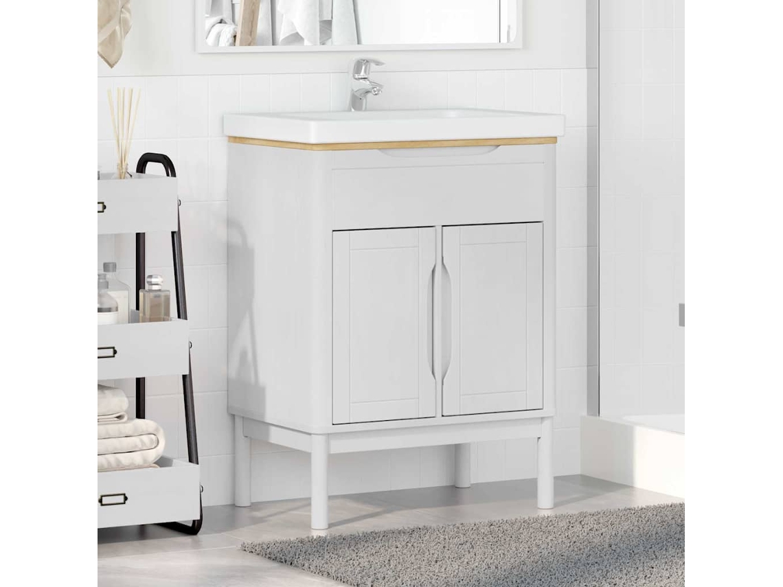 Vidaxl Armário Para Pia De Banheiro Floro Branco 60 X 40 X 80 Cm
