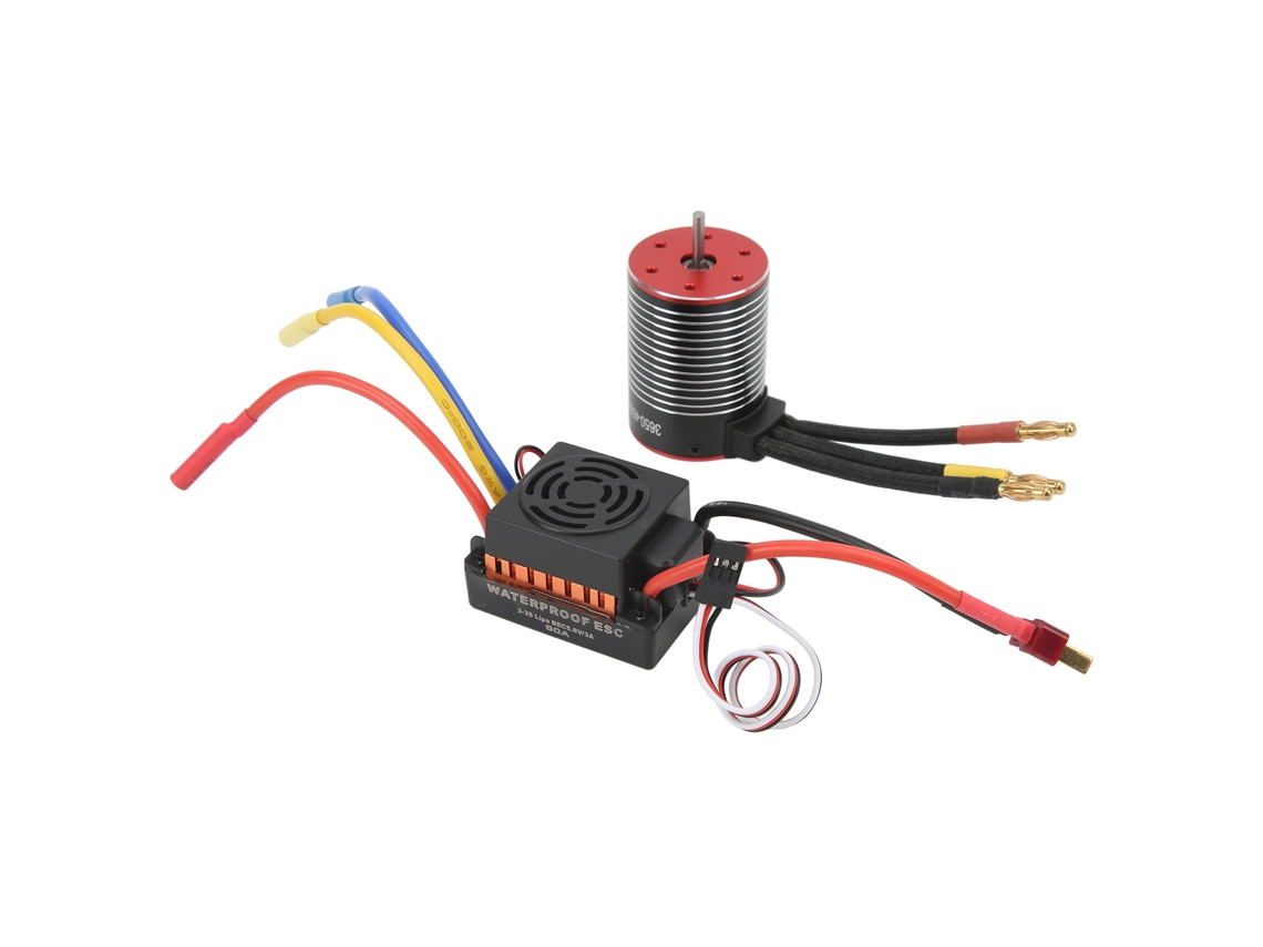 Conjunto Esc Brushless Rc Motor 3650 4500kv Controlador De Velocidade Elétrico 60a Impermeável Para Carro Rc