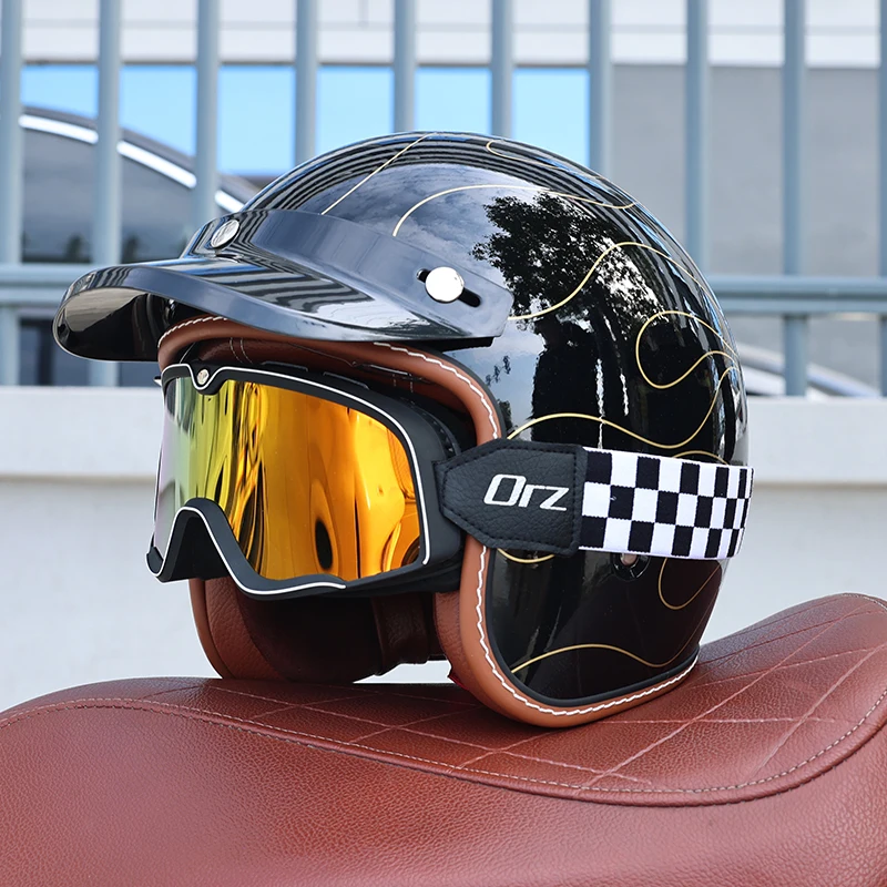 (xl) Capacete 3/4 Aberto Em Abs, Certificado Dot, Resistente A Impactos, Com Proteção Uv