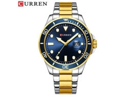Relógio de Pulso Masculino Fashion Quartz , com Data Luminosa, Pulseira de Aço Inoxidável e Design Elegante para Negócios. MDUG (em Dois Tons de Azul)