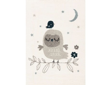 Tapete Yellow Tipi Happy Owl Polipropileno Bege (160x230cm)