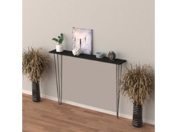 Kokemäki Console Table Metal/MDF 8 x 18 x 82 cm Black Fork [EN.CASA]