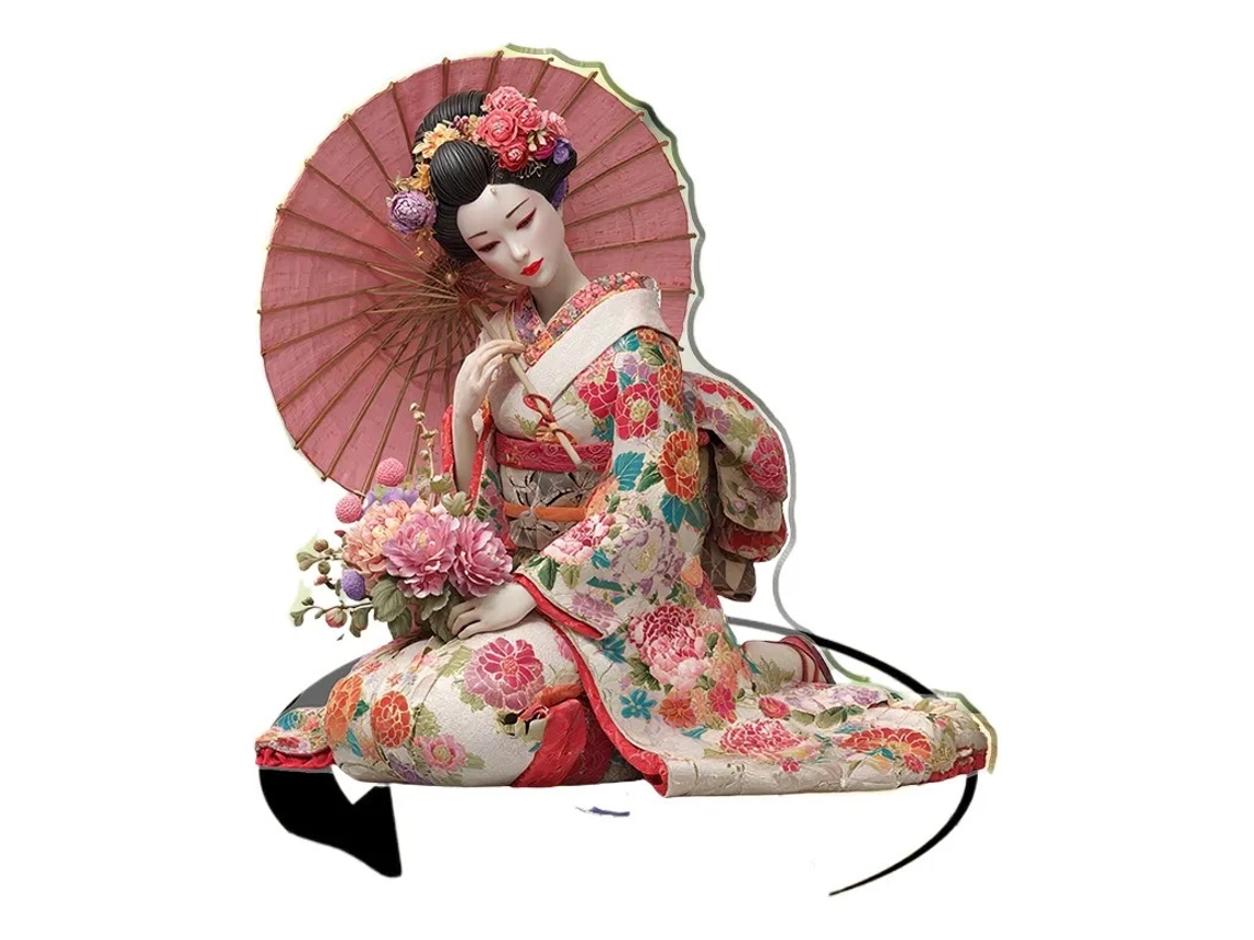 Flat 2d, 1 Boneca Japonesa Com Tampo Giratório De Mesa - Pla