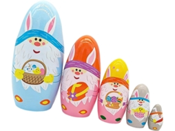 Boneca De Madeira Pintada À Mão Com Desenho Coelho 5 Camadas, Russo,