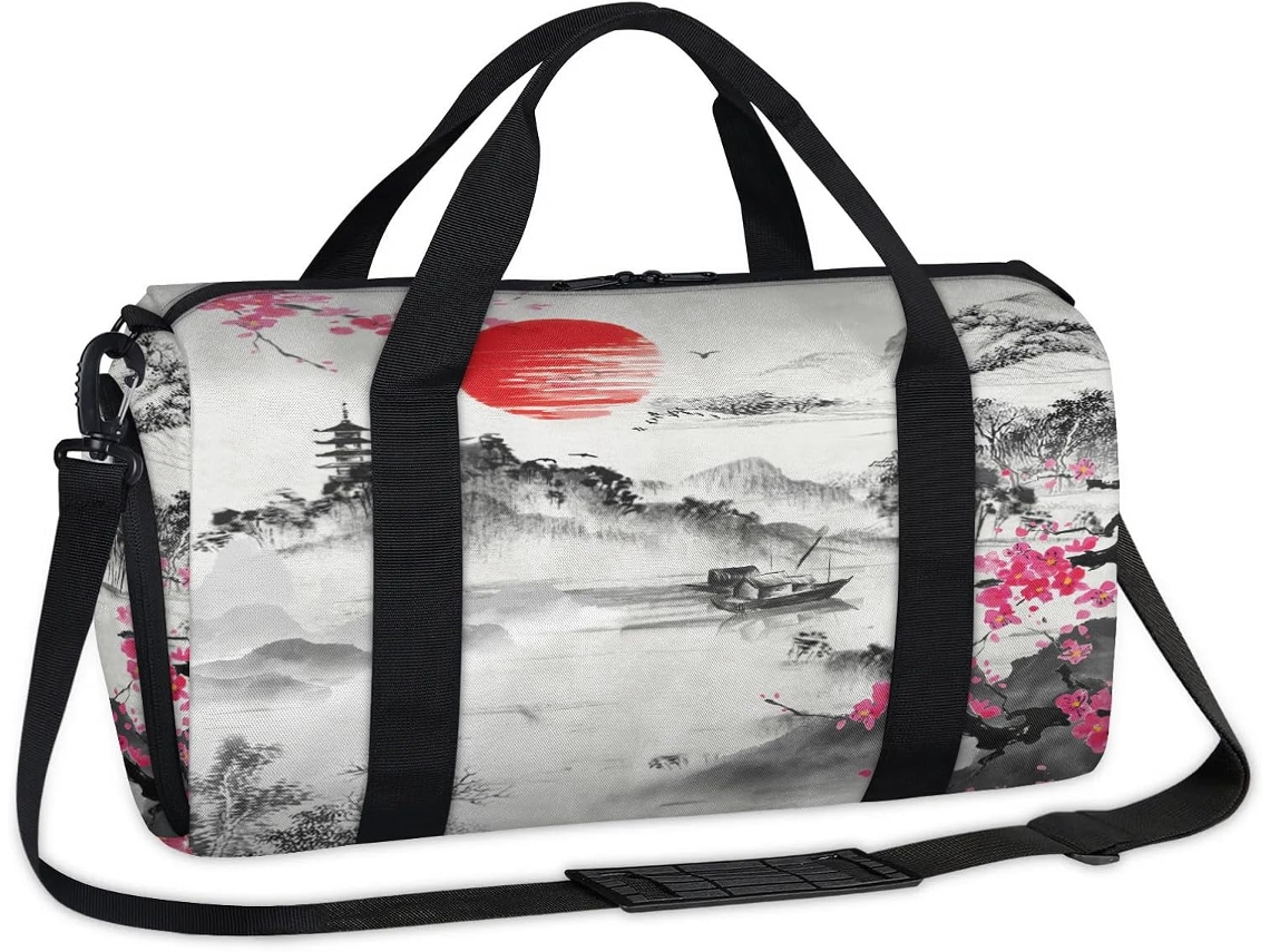 Bolsa Esportiva com Estampa de Paisagem Japonesa Tecido Poliéste 45 X 21 5 23 Cm Pa Design Du