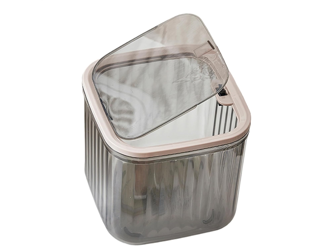 Mini Lixeira De Mesa, Cesto Transparente Com Tampa