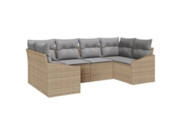 Conjunto 6 Conjunto De Sofás Para Exterior Vidaxl Bege Vime Pe (234 X 123.5 X 69 Cm)