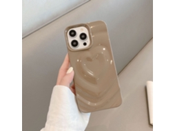 Capa Para Iphone 17 Air Marrom Simples Com Coração Em Verniz E Detalhes Em Ondas E Plissadas