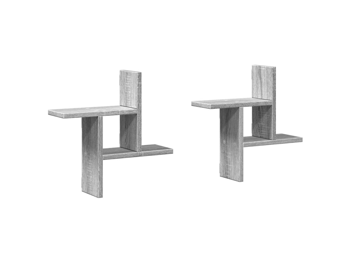 Conjunto de 2 Prateleiras de Parede Derivados Madeira Cinzento Sonoma MAISON EXCLUSIVE
