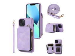 Capa Para Iphone 13 Pele Sintética Roxo