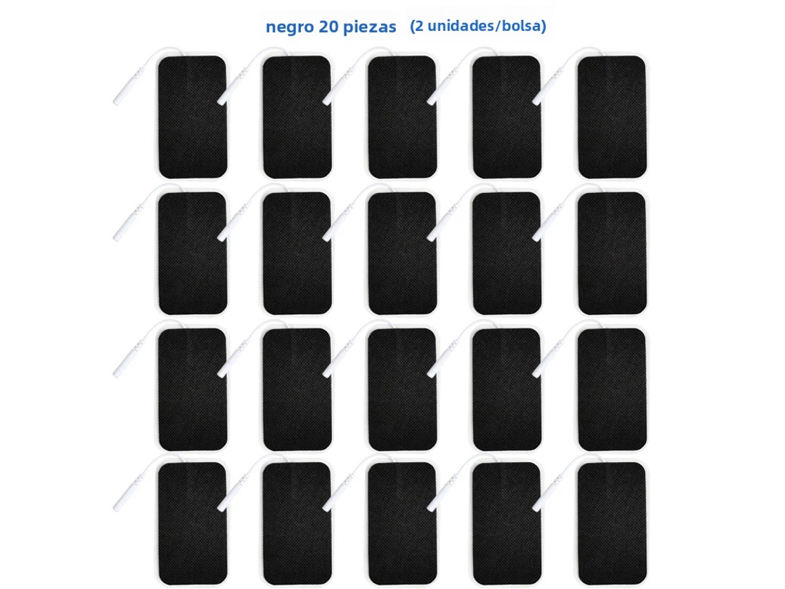 Adesivos de Eletrodo Não Tecido, 5*9cm, com Conector de 2mm MDUG (preto, 20 Unidades, 5x9cm)