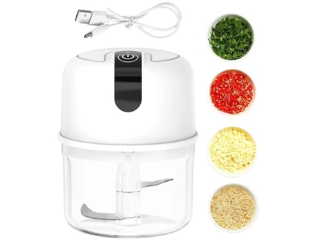 Picador Elétrico De Alta Eficiência Triturador De Alho Elétrico Recarregável Por Usb 250ml Branco Veanxin Vaenxin