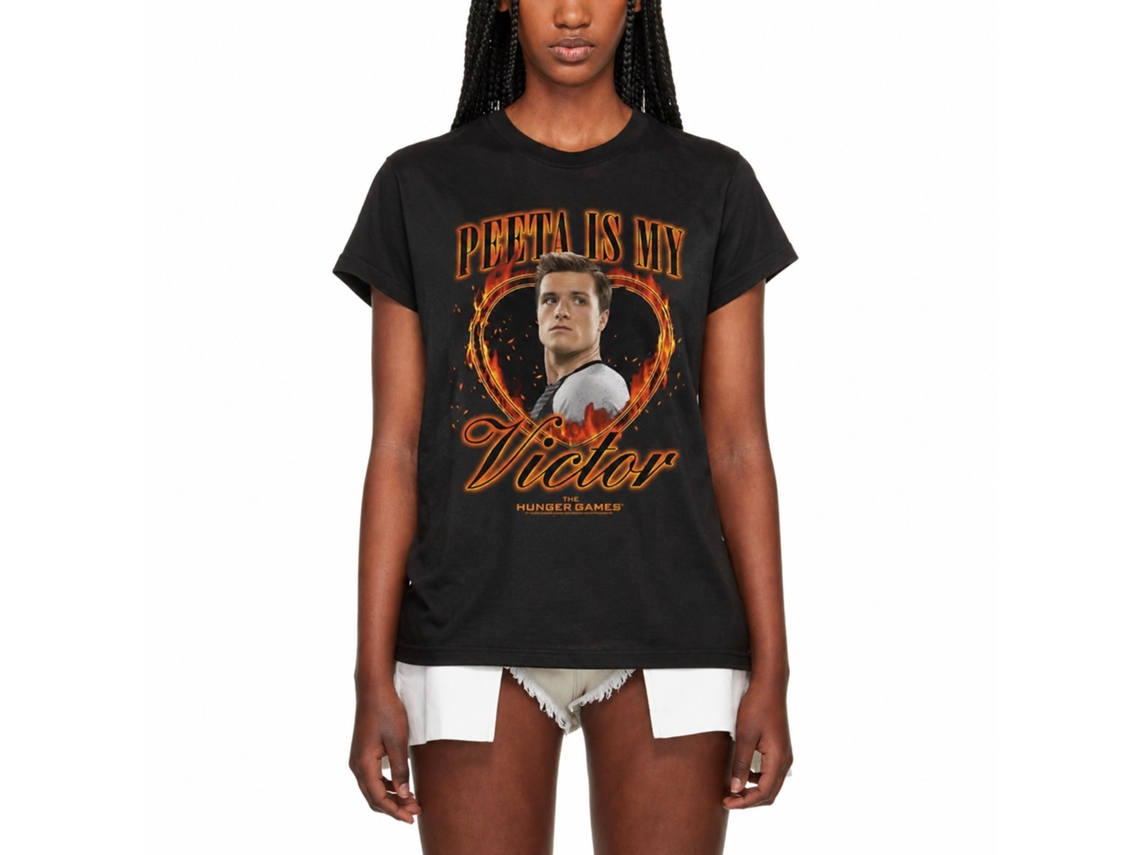 Rockinstone Hunger Games Peeta Is My Victor Black T-shirt Size:l