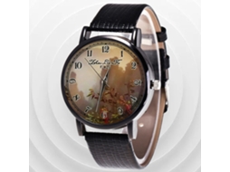 Relógio de pulso Zhoulianfa Modern Landscape Quartz com pulseira de couro PU (preto)