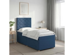 Vidaxl Cama Box Spring Com Colchão Azul 100 X 200 Cm Tecido