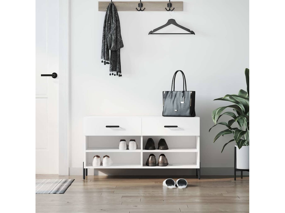 Vidaxl Banco Sapateira 102x35x55 Cm Derivados De Madeira Branco