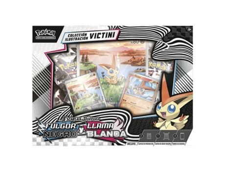 Blister Cartas Pokémon Coleccionáveis Victini Fulgor Negro e Llama Blanca, Edição Espanhola