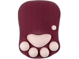 Mousepad Com Apoio Para Pulso, Em Formato De Pata De Gato (vermelho Vinho) Olysi Shop (27,2 X 19,6 X 2,8 Cm)