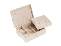 Caixa De Jóias Organizador Duplo Branco 23x17x9cm