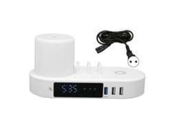 Reloj con cargador inalámbrico luz nocturna 6 interfaces USB estación carga rápida control táctil