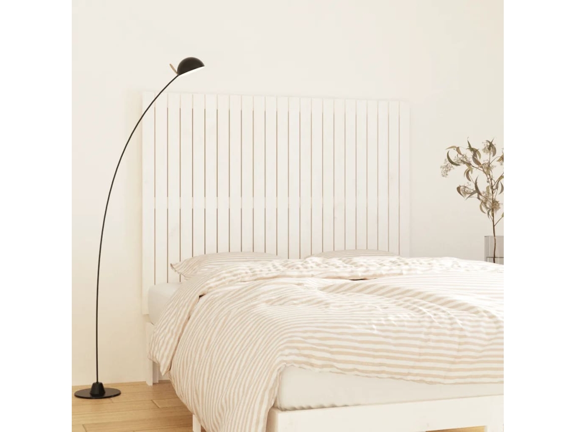 Vidaxl Cabeceira De Parede 146,5x3x110 Cm Madeira Pinho Maciça Branco