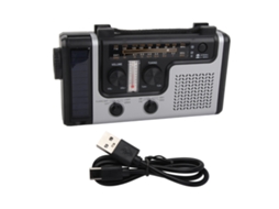 Rádio AQUAFORGE de manivela com célula solar, lcd, 3 modos de carregamento