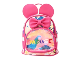 Mali mochila Escolar Infantil com Orelhas de Desenho Animado Cute para Crianças do Ensino Fundamental Rosa Choque