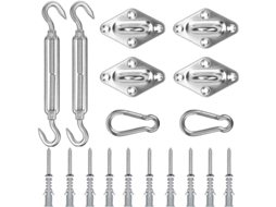 Kit de Fixação para Toldo de Sombra 8 Peças Aço Inoxidável Ganchos Molas Tensores para Triângulo Retângulo S/MARCA