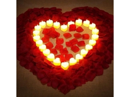 1000 Pétalas de Rosa Artificial com 24 Velas Coração LED Sem Chama com Marca