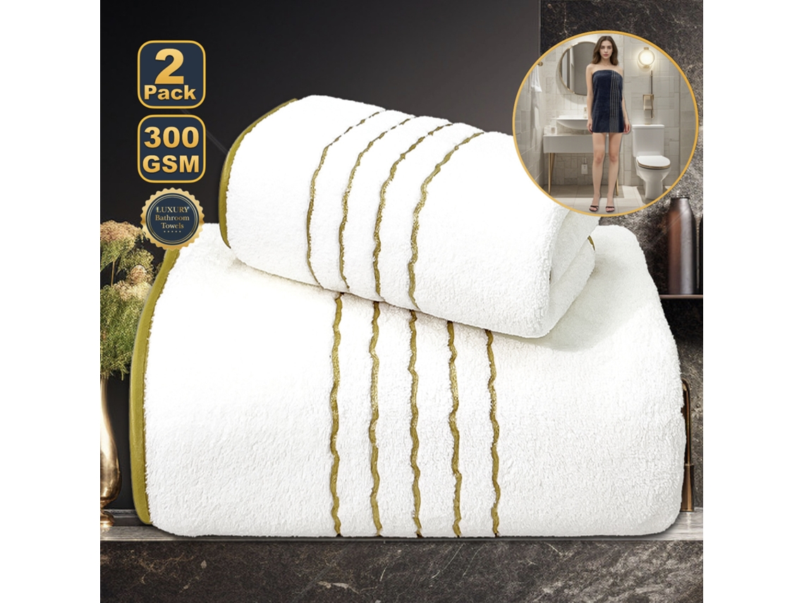 Conjunto de 2 Peças Toalhas de Banho em Lã Coral Altamente Absorventes,branco,35x75cm/86x170 GERTIZ