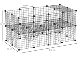 Parque para Coelhos PAWHUT 36 Painéis (Preto - 146x73x73cm - ABS)