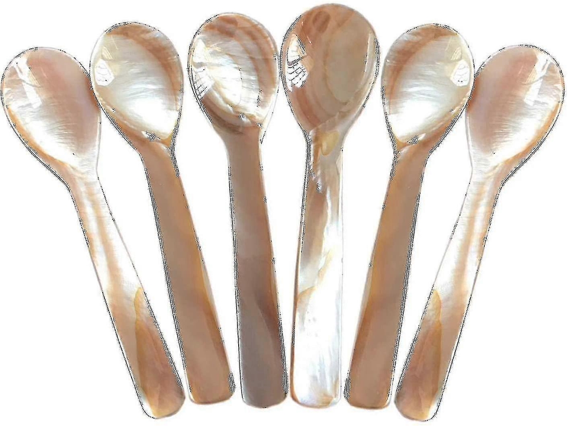 Set de 6 Colheres de Nácar 11,5 Cm X 3 Cm para Caviar com Mango Redondo Ideal para Servir e Preservar o Sabor