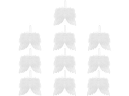 10 peças de asas de anjo mini, decoração de Natal para árvore e festas (branco, 20x15cm) | S/MARCA