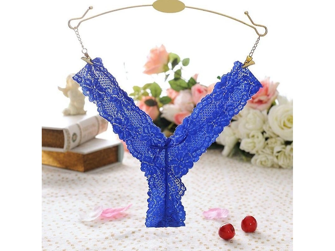 2026 tanga Sexy de Dentelle Bordada para Mulher com Cintura Baixa Transparente Tecido de Malha e Algodão Tamanho Único