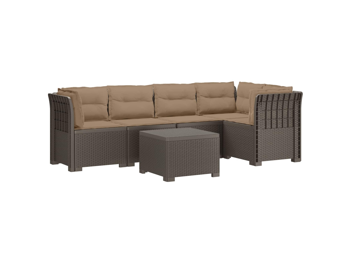 Maison Exclusive - Sofá De Jardim De 5 Pessoas Com Almofadas Visual De Rattan Pp