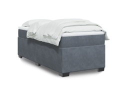 Cama Com Molas/colchão 90x190 Cm Veludo Cinza-escuro