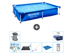 Piscina BESTWAY Steel Pro Retangular 221x150x43 Cm com 8 peças