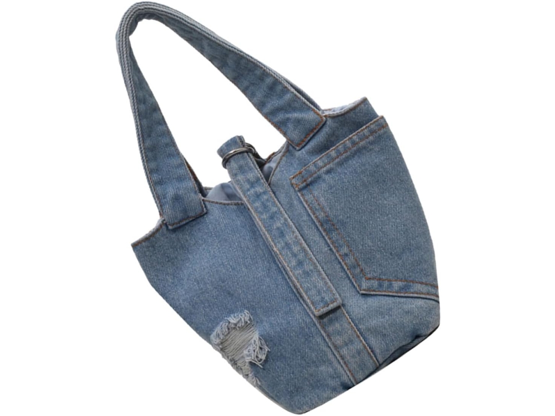 Bolsa Feminina Em Jeans Com Alça Leve, Estilo Vintage Casual, Ideal Para Passeios E Viagens.