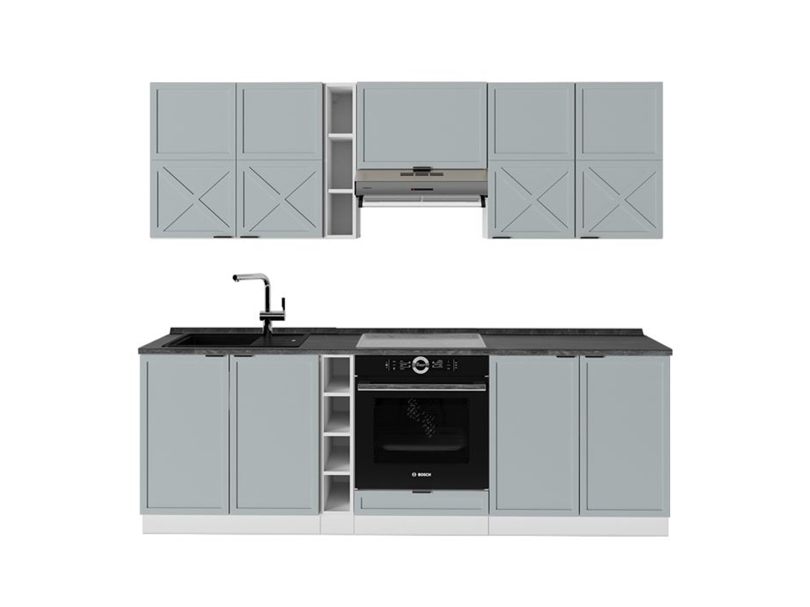 Fama Da Cozinha, 235cm, Pt Antracite, Azul Claro Cinza/branco, Branco, Vicco