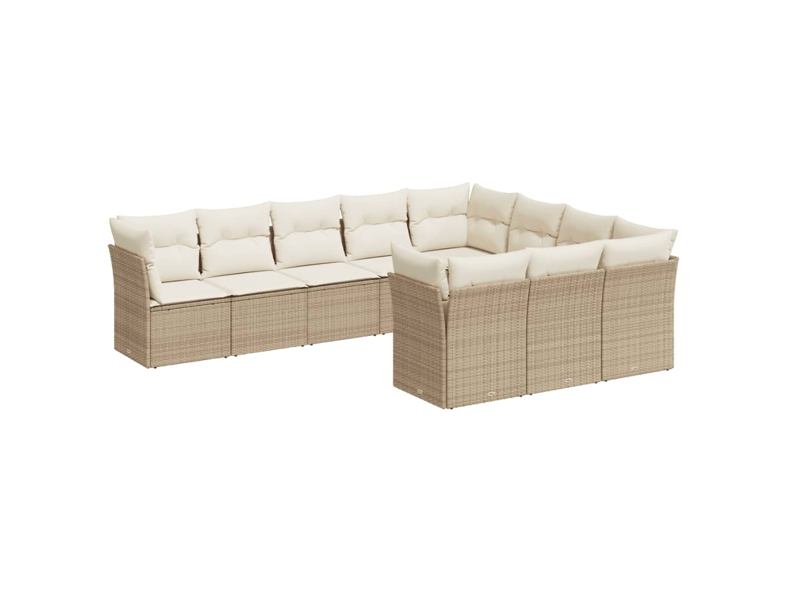 Maison Exclusive - 10 Pcs Conjunto De Sofás P/ Jardim Com Almofadões Vime Pe Bege