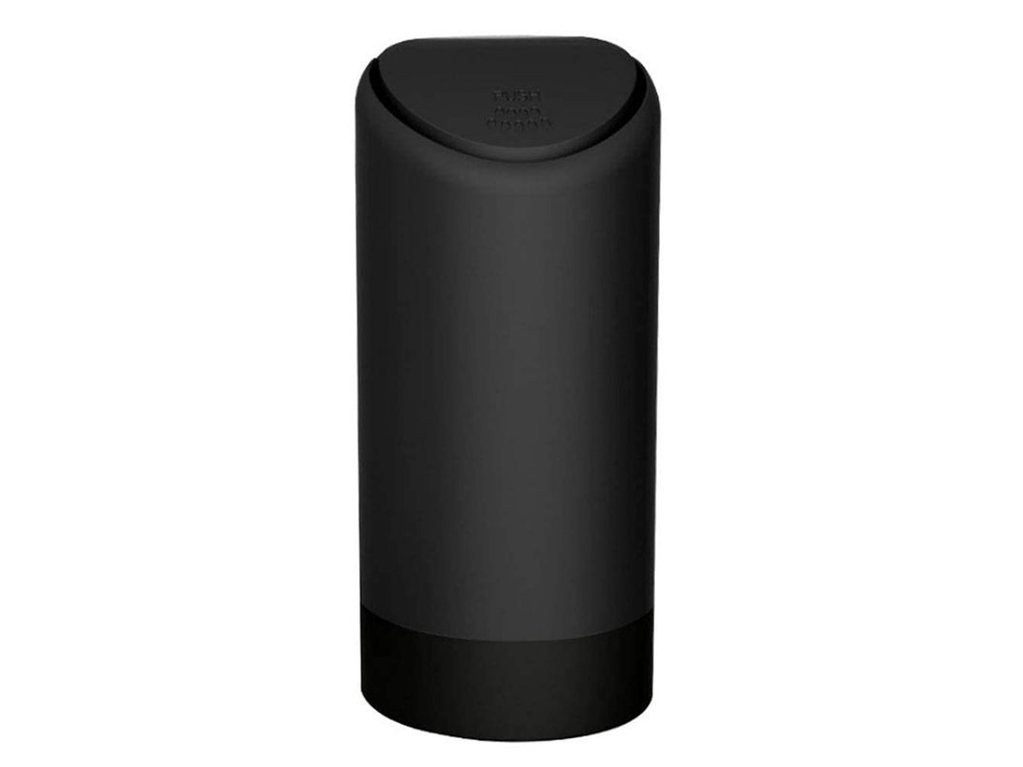 2026 lixo Carro Mini Plástico Metal com Tampa de Silicone Portátil 15x7cm Preto Organizador Console