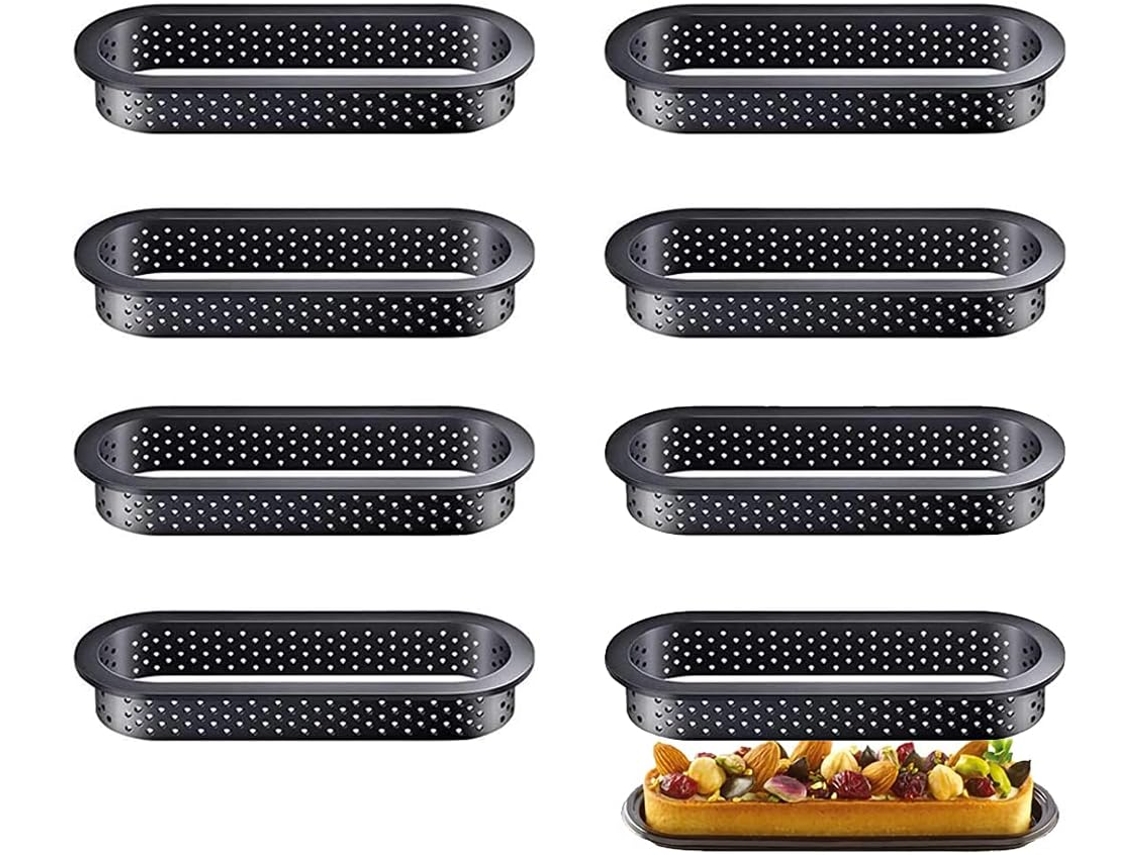 Anel De Torta Perfurado Versátil, Ideal Para Assar Mini Pizzas E Sanduíches Com Massa Crocante, Forma De Torta Oblonga De Aço Inoxidável Com Excelente