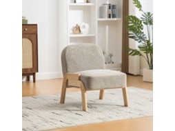 Poltrona Lounge Escandinava, 72x61 cm, Chenille, Madeira, Cinza