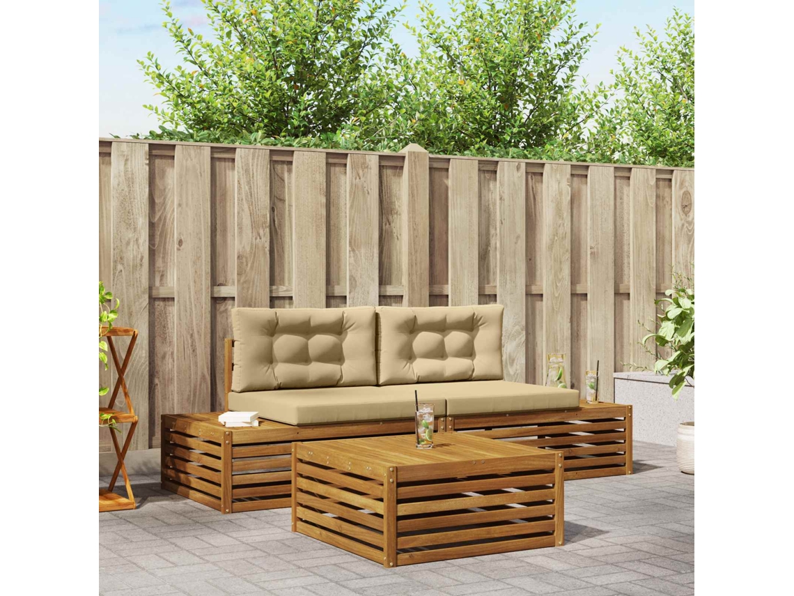 Vidaxl 4 Unid. Conjunto De Sofás Para Exterior Natural E Bege