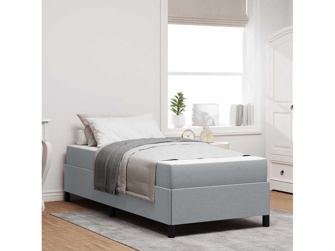 Vidaxl Cama Box Cinzento-claro 100 X 200 Cm Tecido