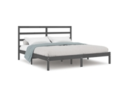 Estrutura de Cama 200x200 Cm Pinho Maciço Cinzento MAISON EXCLUSIVE