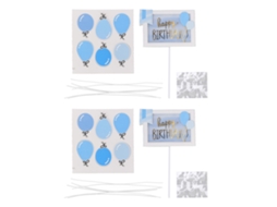 2pcs Letras Para Tarta Feliz Cumpleaños Con Globos Bonitos, Toppers De Tarta Para Decoración De Cumpleaños Azul