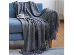 Manta Mantou de Malha Waffle em Cor Sólida Decorativa Nórdica com Relevo para Sofá e Cama Grossa, Macio, Quent